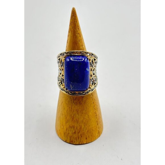 NH 925 Sterling Silver & Lapis Lazuli Filigree Ring Size 7 - Picture 5 of 5
